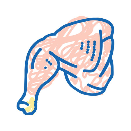whole leg chicken icon doodle illustrationのイラスト素材