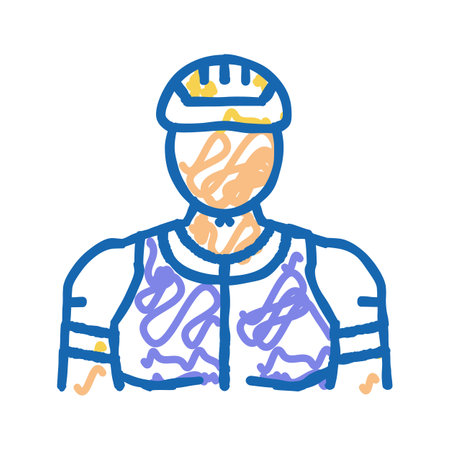 male cyclist icon doodle illustrationのイラスト素材