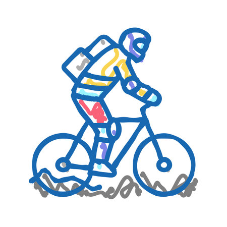 mountain riding bike icon doodle illustrationのイラスト素材