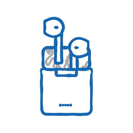 wireless earbuds icon doodle illustrationのイラスト素材