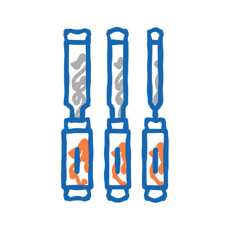 chisel carpenter tools icon doodle illustration