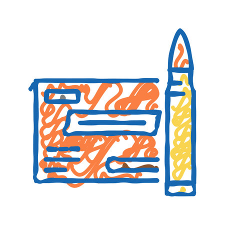 centerfire rifle ammo icon doodle illustrationのイラスト素材