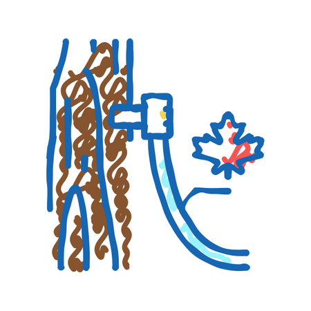 maple sap collection, using tubing method icon doodle illustrationのイラスト素材