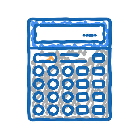calculator digital device for counting icon doodle illustrationのイラスト素材