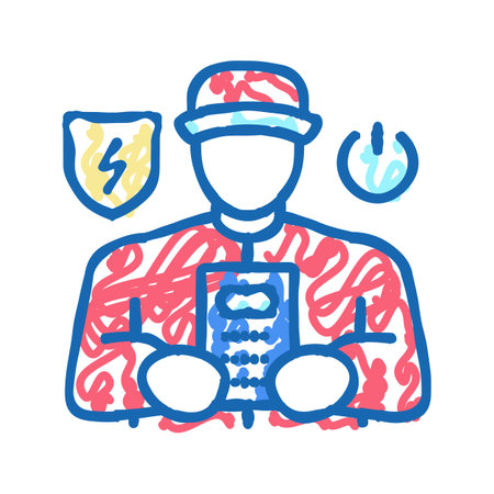portable appliance testing icon doodle illustrationのイラスト素材