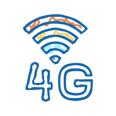 4g internet networking icon doodle illustration