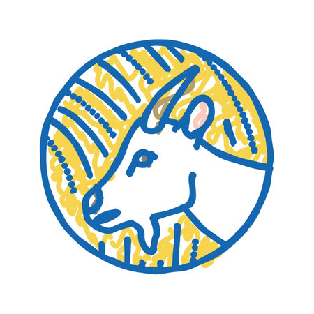 goat chinese horoscope animal icon doodle illustrationのイラスト素材