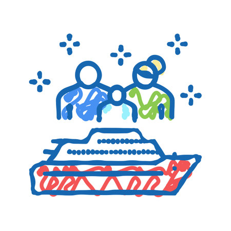 family cruise icon doodle illustrationのイラスト素材