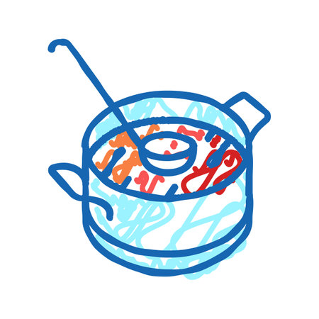 soup cooking from tomato icon doodle illustrationのイラスト素材