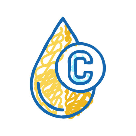 vitamin c in lemon icon doodle illustrationのイラスト素材