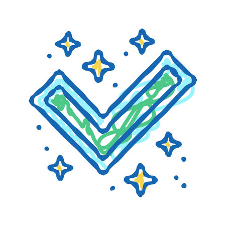 tick quality approving icon doodle illustrationのイラスト素材