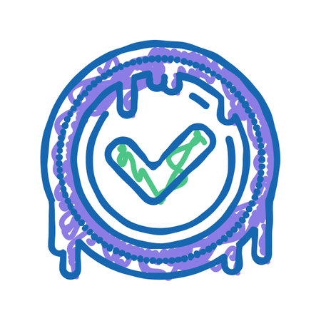 mark quality icon doodle illustrationのイラスト素材