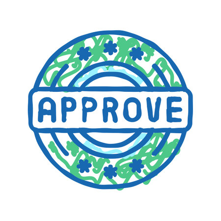 quality approve icon doodle illustrationのイラスト素材