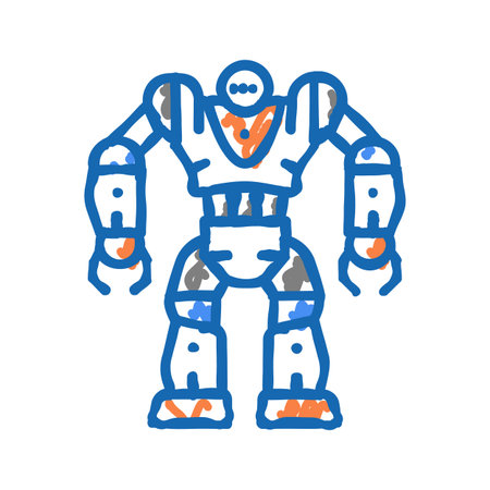 cyborg robot icon doodle illustrationのイラスト素材