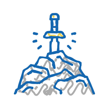 sword fairy tale icon doodle illustrationのイラスト素材