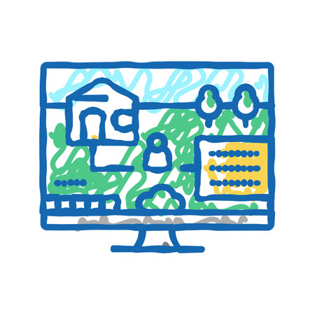 simulation video game icon doodle illustrationのイラスト素材