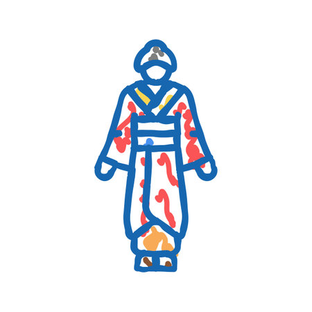 geisha woman icon doodle illustrationのイラスト素材