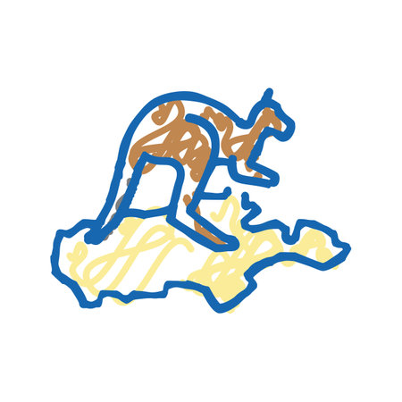 kangaroo island icon doodle illustrationのイラスト素材