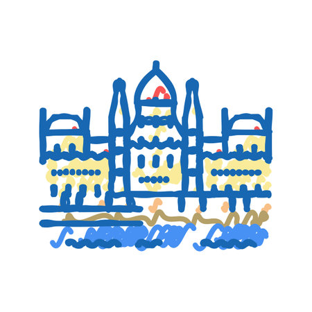 hungarian parliament building icon doodle illustrationのイラスト素材