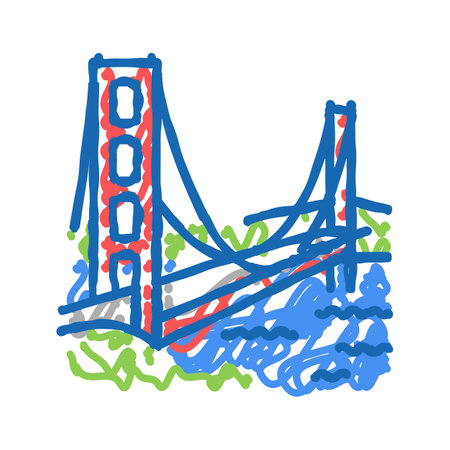 golden gate bridge icon doodle illustration