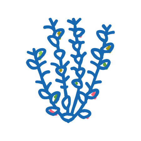 red ludwigia icon doodle illustrationのイラスト素材