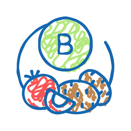 b vegetable vitamin icon doodle illustrationのイラスト素材