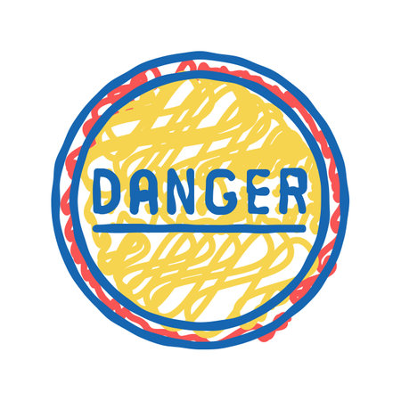 danger road sign icon doodle illustrationのイラスト素材