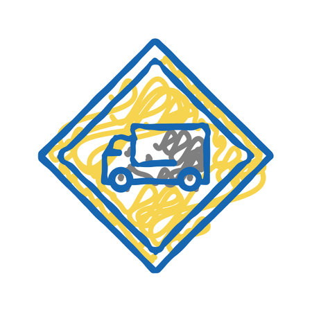 truck road sign icon doodle illustrationのイラスト素材