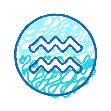 aquarius zodiac icon doodle illustrationのイラスト素材