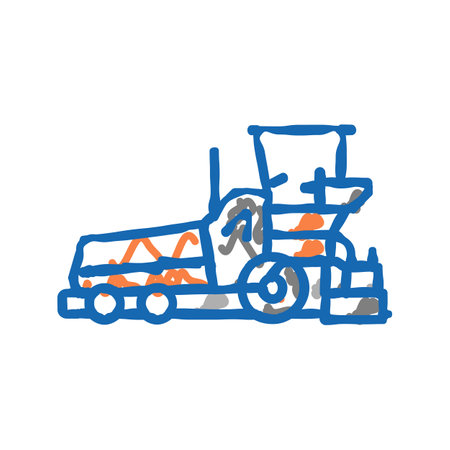 paver construction car vehicle icon doodle illustrationのイラスト素材