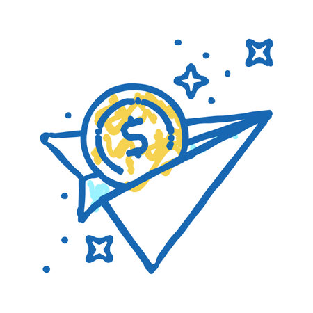 creative financial freedom money icon doodle illustrationのイラスト素材