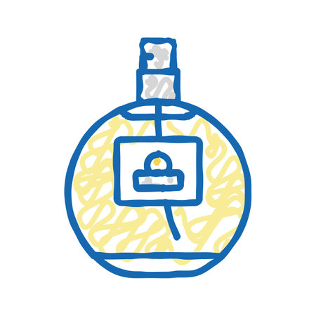 beauty fragrance bottle perfume icon doodle illustrationのイラスト素材