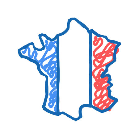 france country map flag icon doodle illustrationのイラスト素材