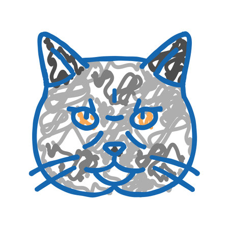 british shorthair cat cute pet icon doodle illustration