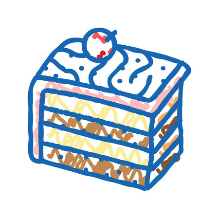 piece cake food dessert icon doodle illustration
