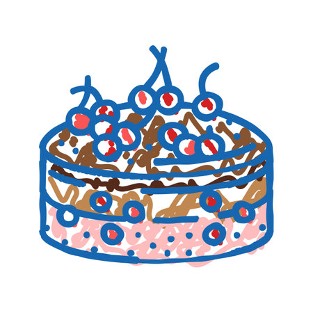 cherry cake food dessert icon doodle illustration