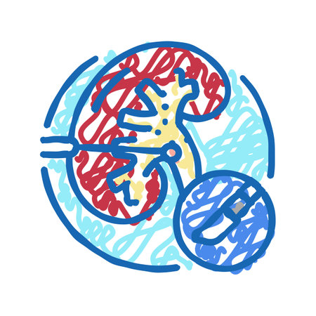 kidney transplant surgery icon doodle illustration