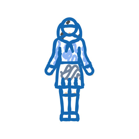 japan school girl icon doodle illustrationのイラスト素材