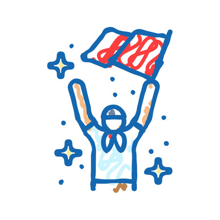 youth day chinese holiday icon doodle illustrationのイラスト素材