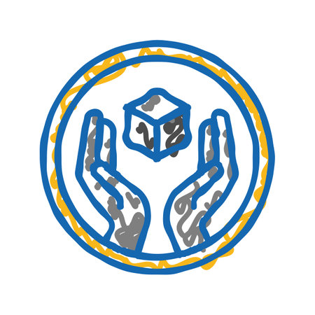 handle with care product label warning icon doodle illustrationのイラスト素材