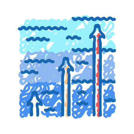 rising water disaster icon doodle illustrationのイラスト素材