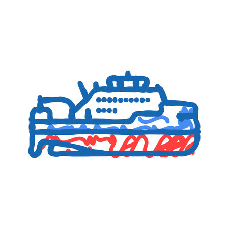 research vessel ship icon doodle illustrationのイラスト素材