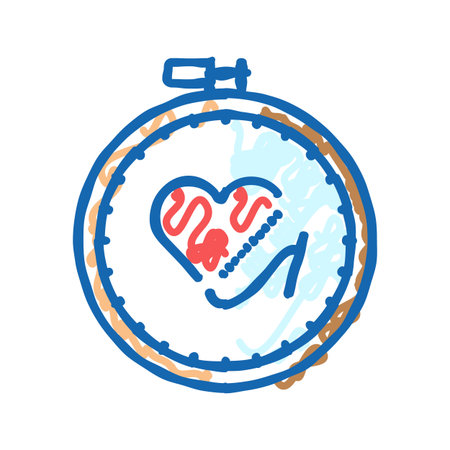 hoop frame embroidery hobby icon doodle illustration