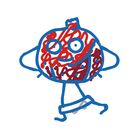 grenades fruit fitness character icon doodle illustrationのイラスト素材