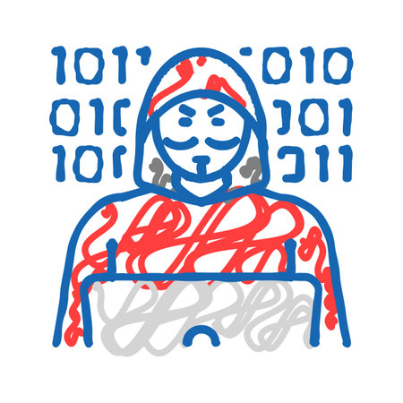 anonymous attacker cyberbullying icon doodle illustration