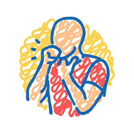 dry cough disease symptom icon doodle illustrationのイラスト素材