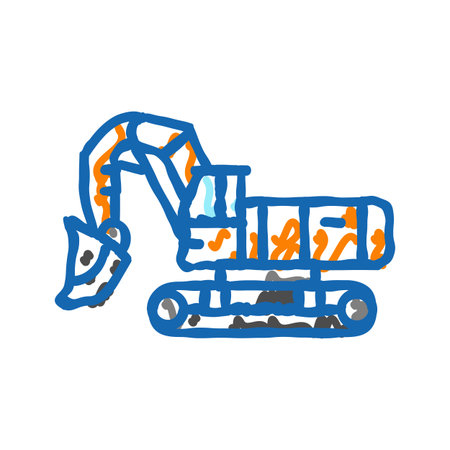 front shovel construction vehicle icon doodle illustrationのイラスト素材