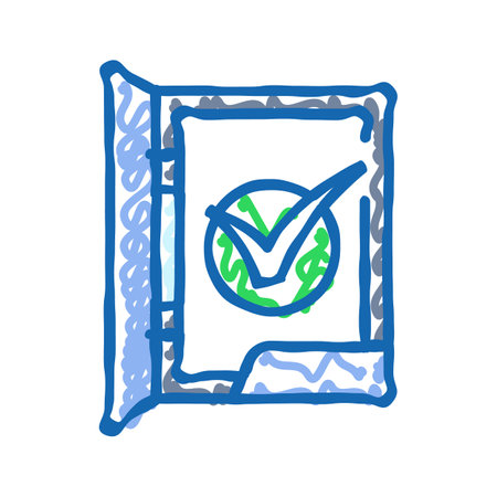 folder check mark icon doodle illustrationのイラスト素材