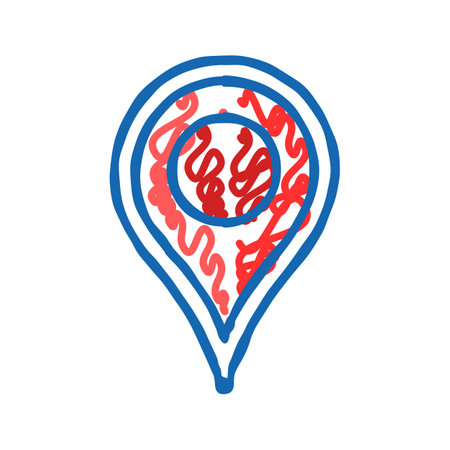 pointer red map location icon doodle illustrationのイラスト素材