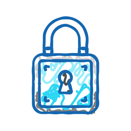 lock close icon doodle illustrationのイラスト素材